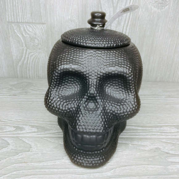 strawberry street black textured scull canister container storage jar Halloween - Picture 2 of 14